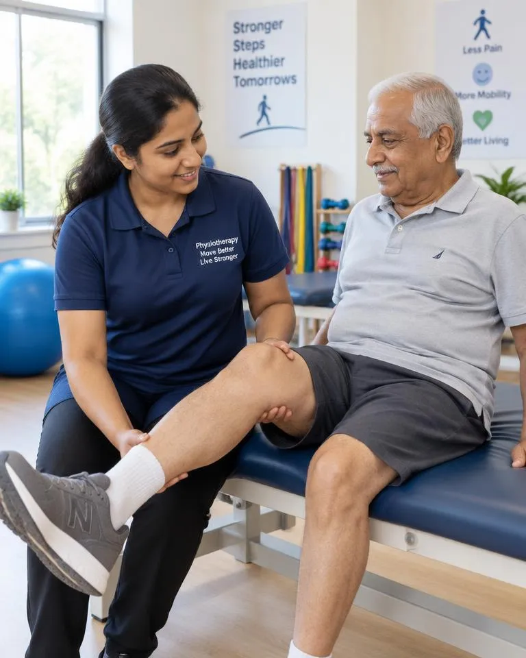 Physiotherapist supporting a patient during rehabilitation
